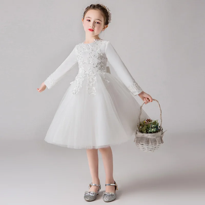 Girls Youth Wedding Princess Elegant Party Formal Autumn Christmas Birthday Dress Children 10 Years Old Woman Blue Short Costume