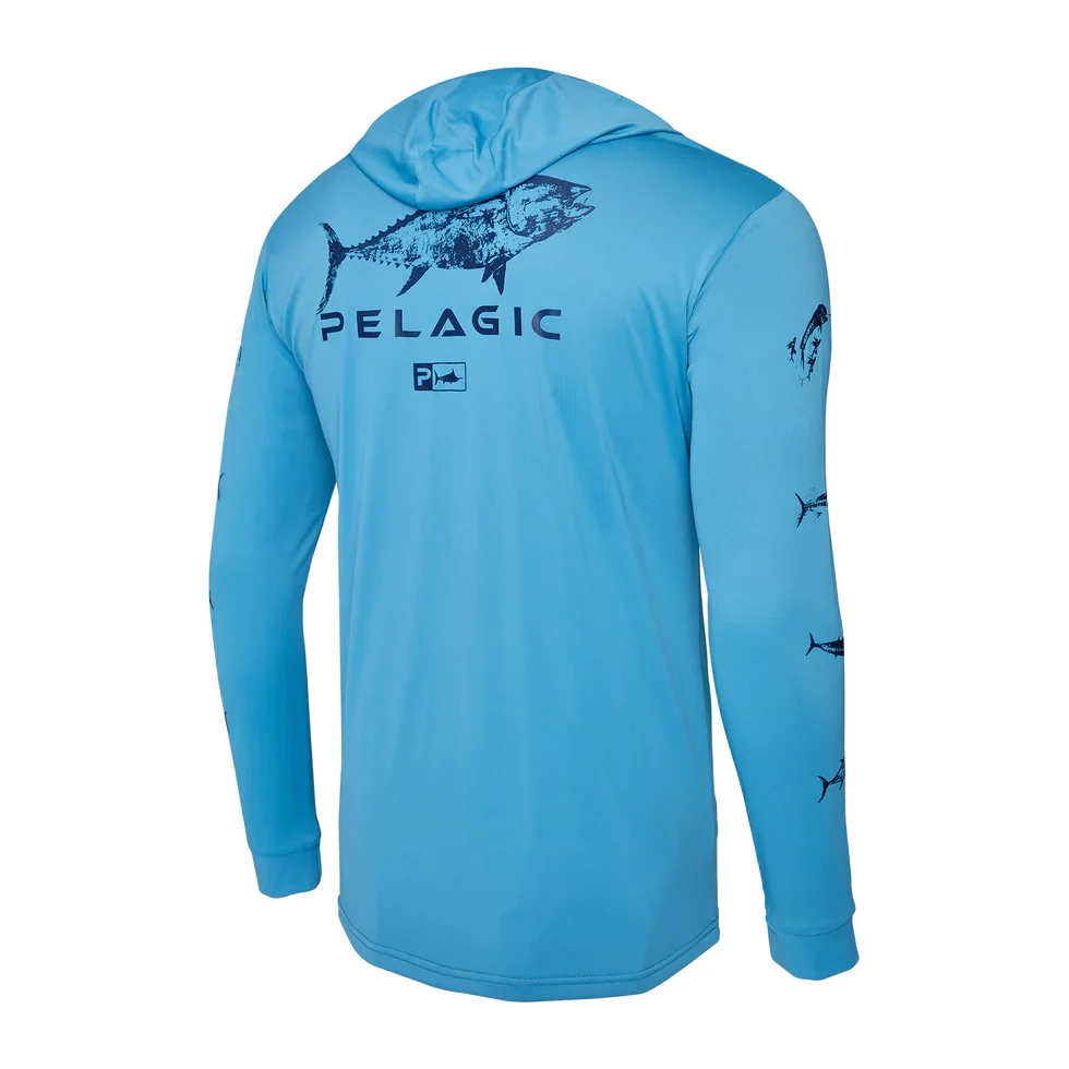 PELAGIC Fishing Hooded Shirts Men's Outdoor Sun Protection Fishing Clothes Summer Long Sleeve T-shirts  Anti-UV Fishing Shirts