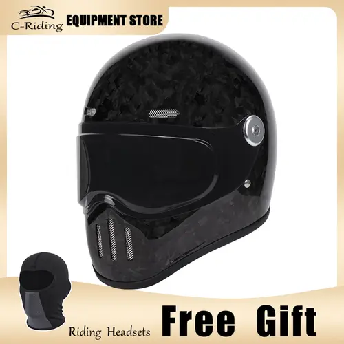 C-Ridng Genuine Carbon Fiber Adventure DOT Certified Modular Design Style Full Face Motorcycle Helmet with Dark Detachable Lens - Image 11