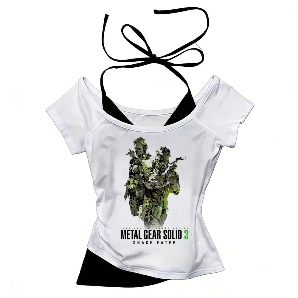 Metal Gear Solid top tees teen 2000s hip hop Gothic Graphic University t-shirt Gothic Trendy Psychedelic aesthetic Pastel