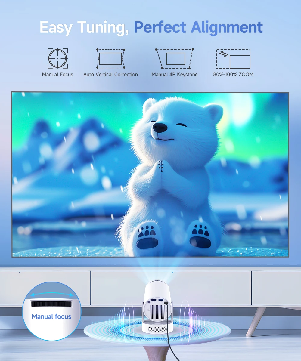 Magcubic HY300 Pro+ 4K Android 11 Portable Projector 8000 Lumens WiFi 6 BT5.4 Outdoor Theater 5W HiFi Speaker 720P HD Supported 2
