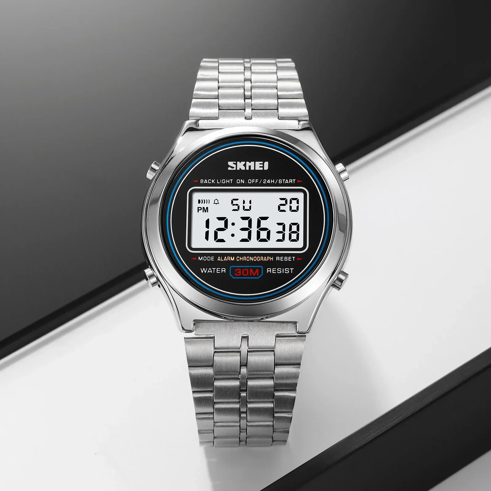 SKMEI 2146 Back Light Display Stopwatch Digital Sport Watches Stainless Steel Men Waterproof Date Alarm Wriswatch reloj hombre 2