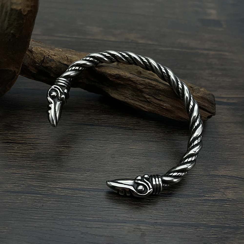 Vintage Viking Eagle Head Bracelet for Men Punk Domineering