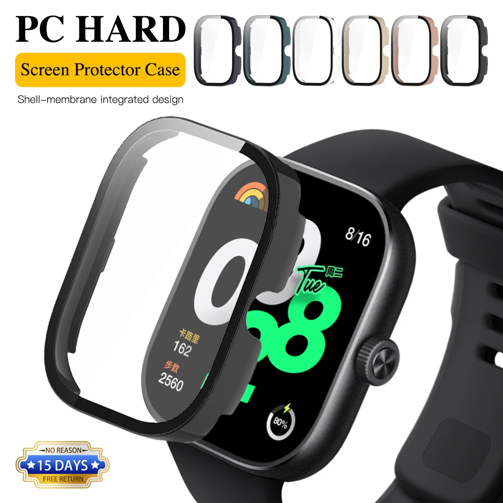 Glass + Case for Xiaomi Redmi Watch 4 Accessory PC All-around Bumper Protective Cover + Screen Protector for Mi Redmi Watch 4