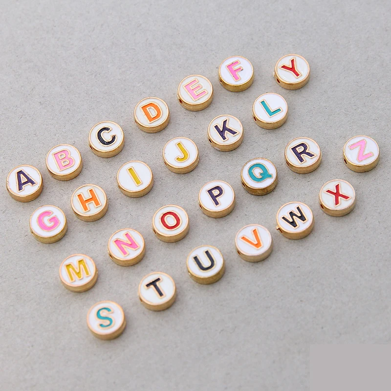 10PCS/ 26pcs Set 10MM Round A-Z Double-sided Letters Beads