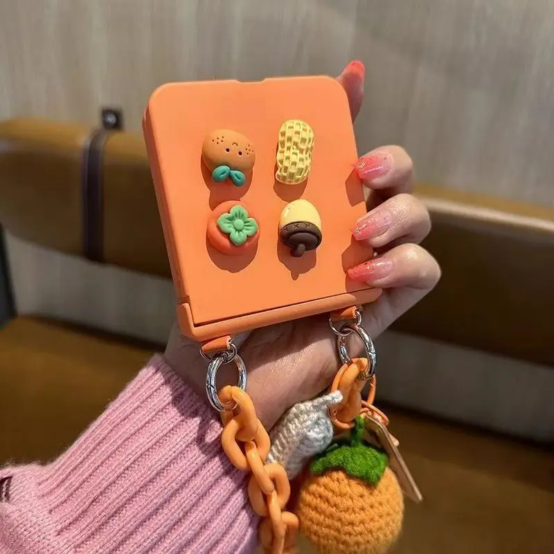Charming Persimmon Pendant Bracelet Phone Case with Hinge Cover