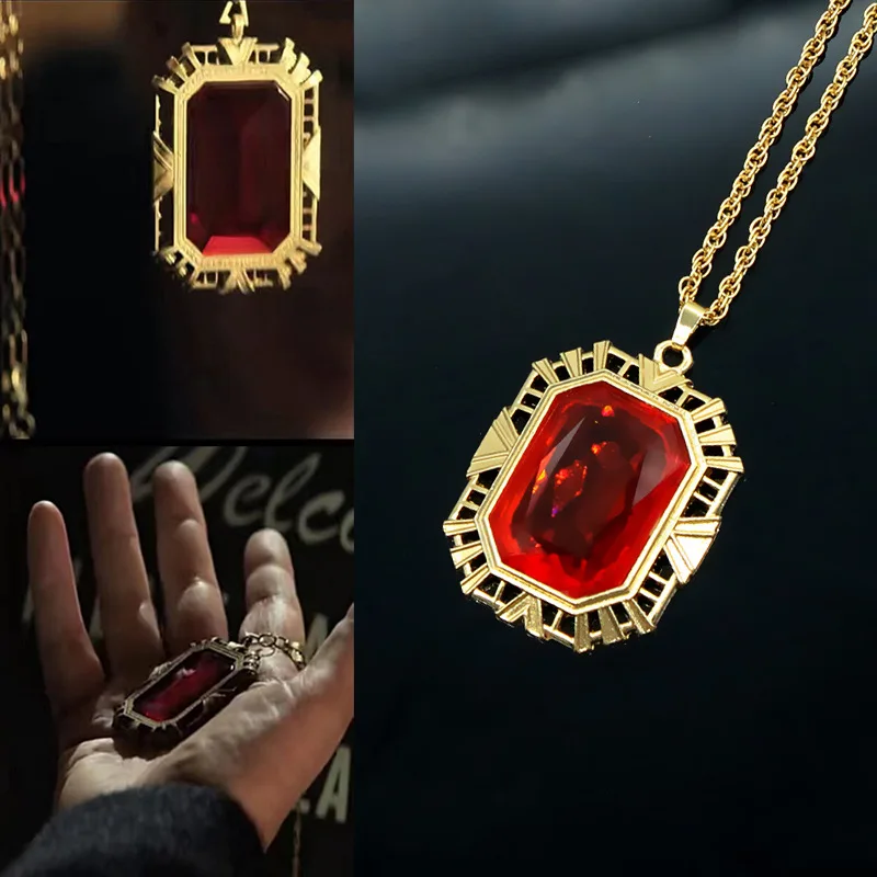

The Sandman Cosplay Morpheus Ruby Pendant Neckalce King of Dreams Red Stone Pendant Vintage Jewelry Accessories Prop Gifts