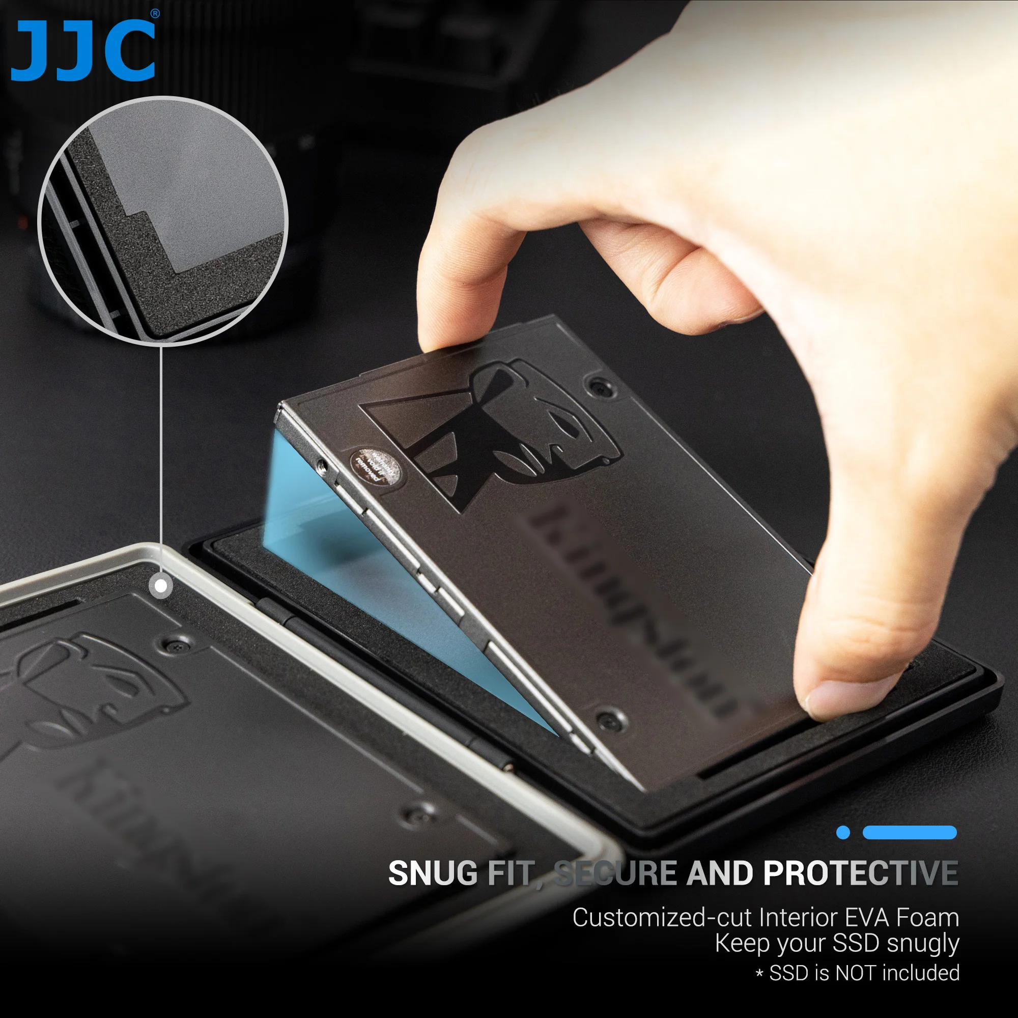 JJC Dual-Slot Shockproof & Water-Resistant SSD Hard Drive Storage Case