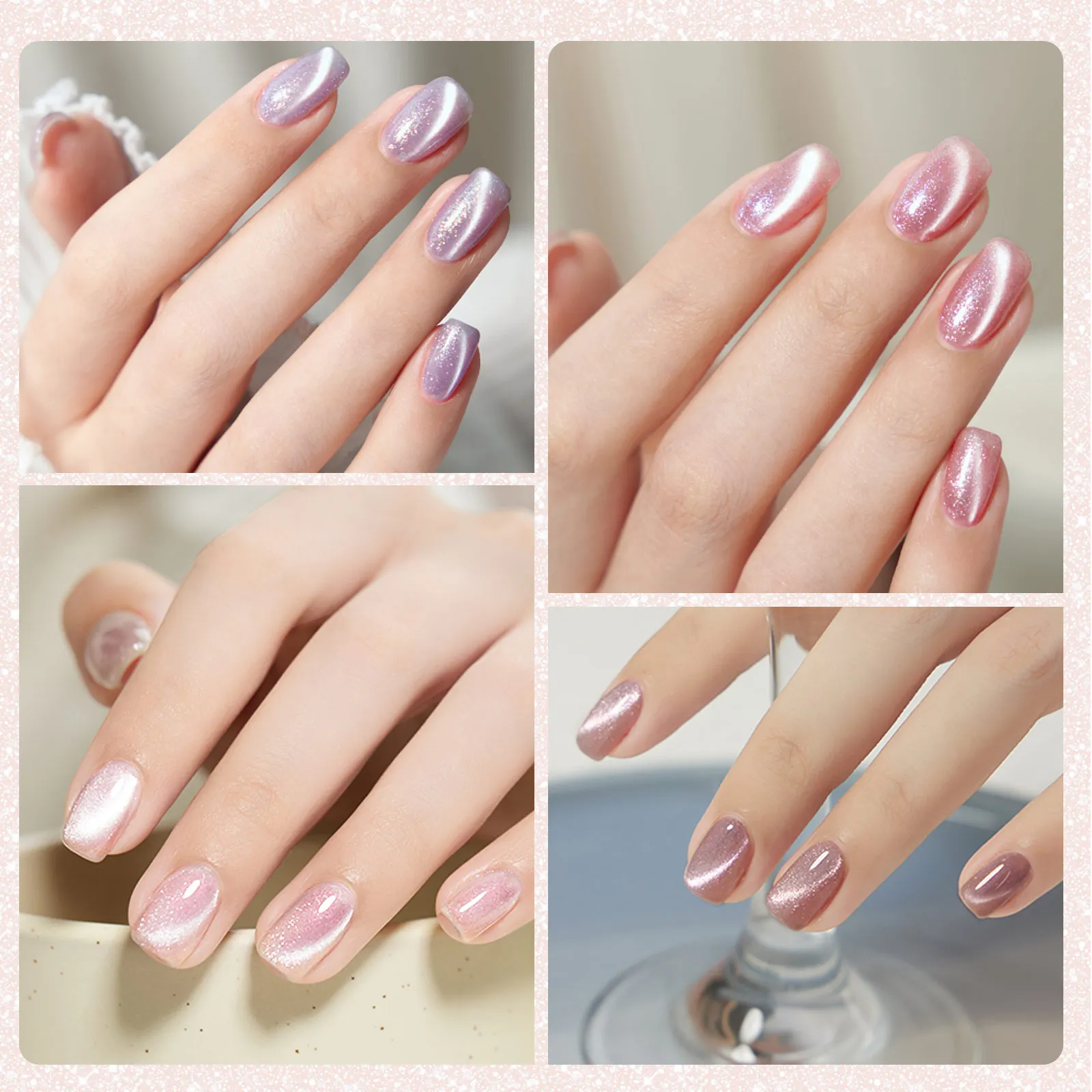 CANNI Super Glossy Glitter Cat Eye Nail Gel Polish - Hema Free Diamond Top Coat, Semi-Permanent UV LED Varnish