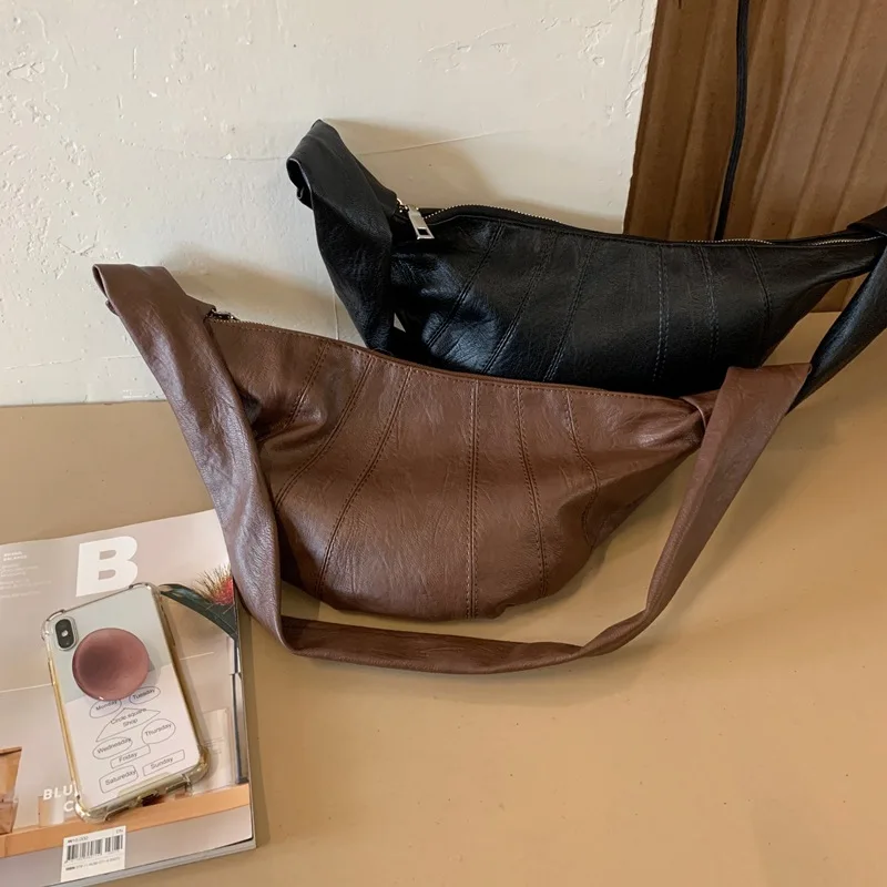 Fashion Black Dumpling Bag Bag Women's Crossbody Bag 2023  New Croissant Bag Vintage Premium Sense Waist Bag Casual Shoulder Bag