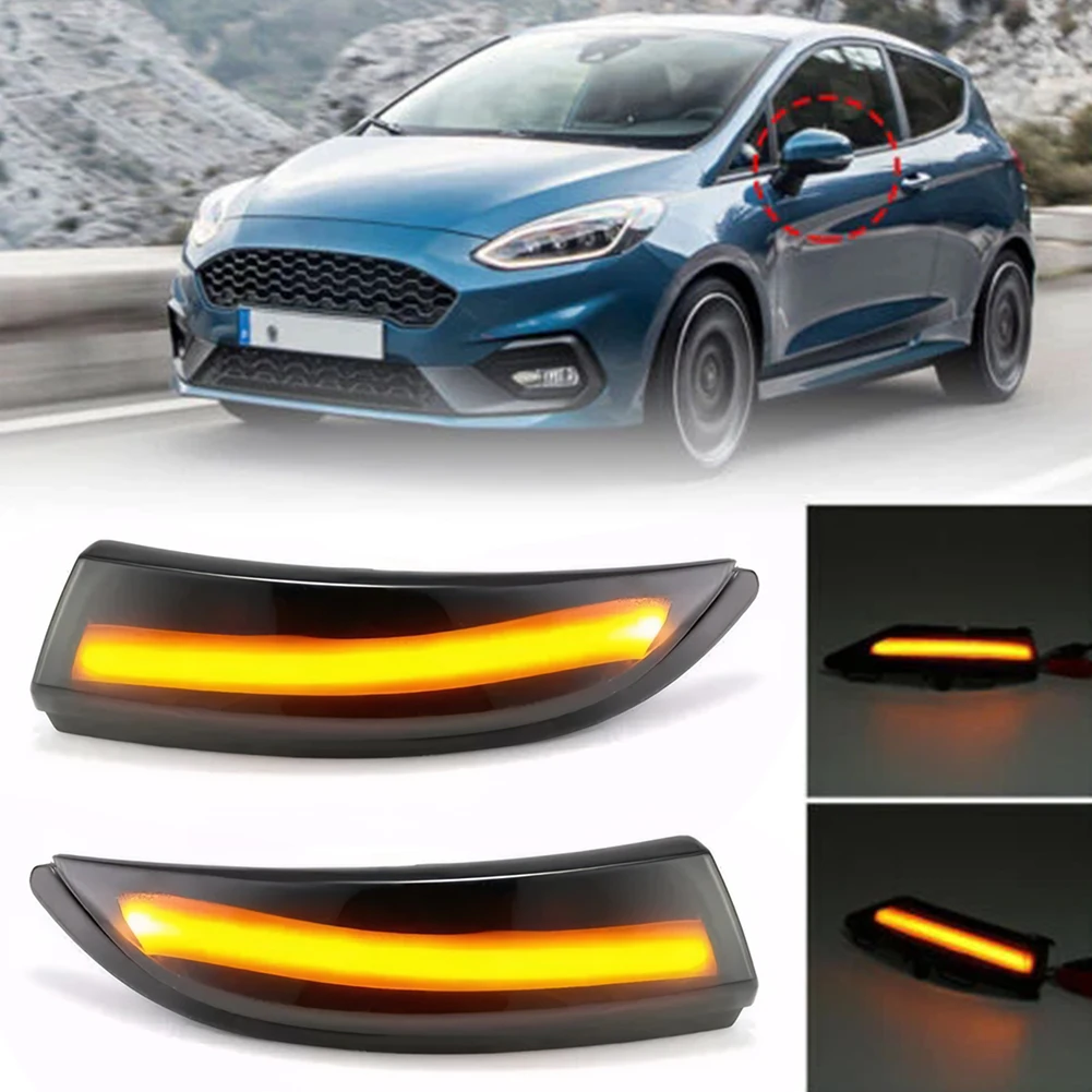 2Pcs LED Mirror Turn Signal Light OE:8A61-13B381-AF 8A61-13B381-AE Flowing Water Blinker Flashing Light for Fiesta MK6 MK7 B-Max