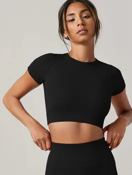 Seamless Womens Sport T Shirt Short Sleeve Yoga Top Fitness Gym Running Active Wear Workout Clothes 1