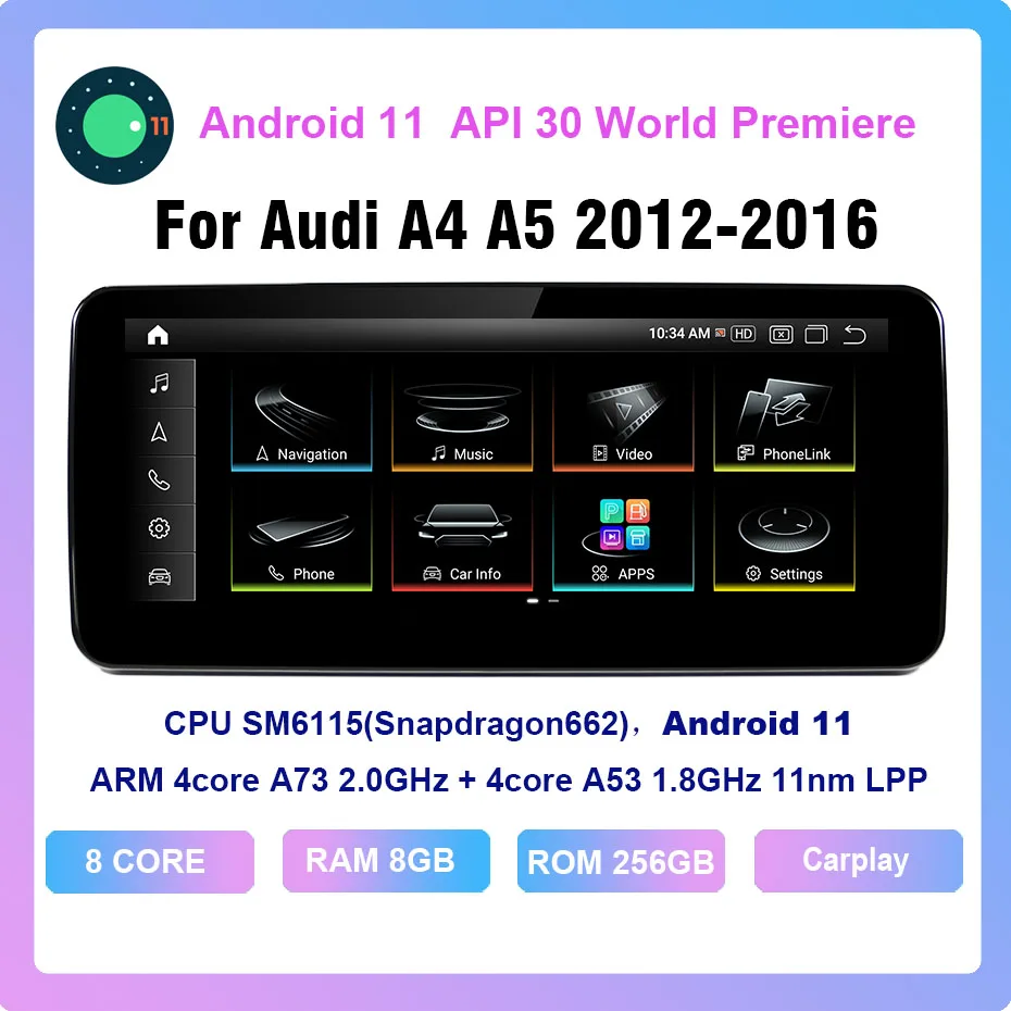 

COHO For Audi A4 A5 2012-2016 Android 11.0 Octa Core 6+128G Car Multimedia Player Stereo Receiver Radio