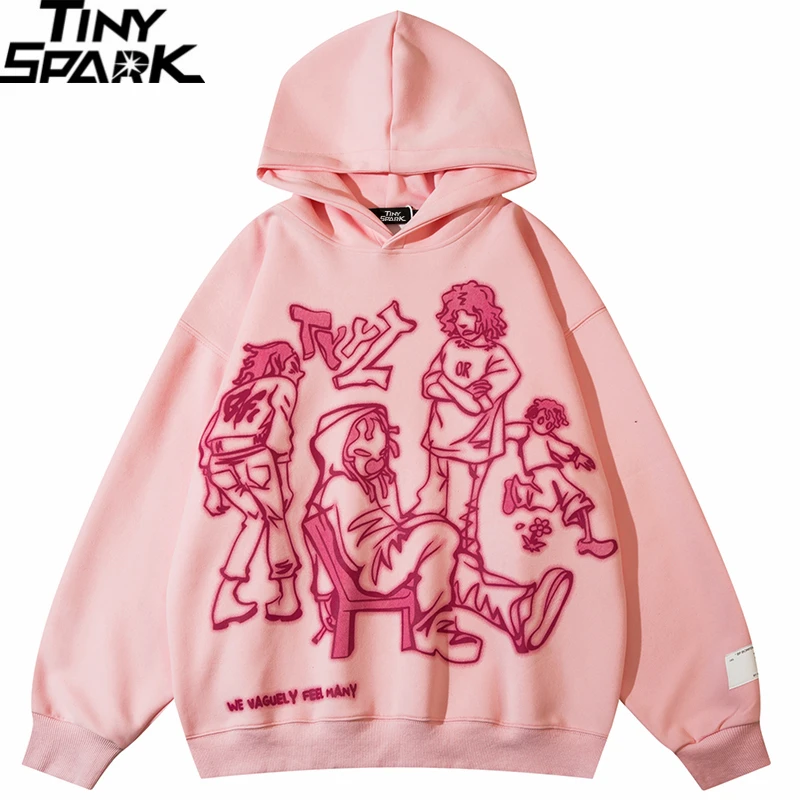 Pink Anime Hoodie Anime Aesthetic Rose Hoodie Harajuku Kawaii