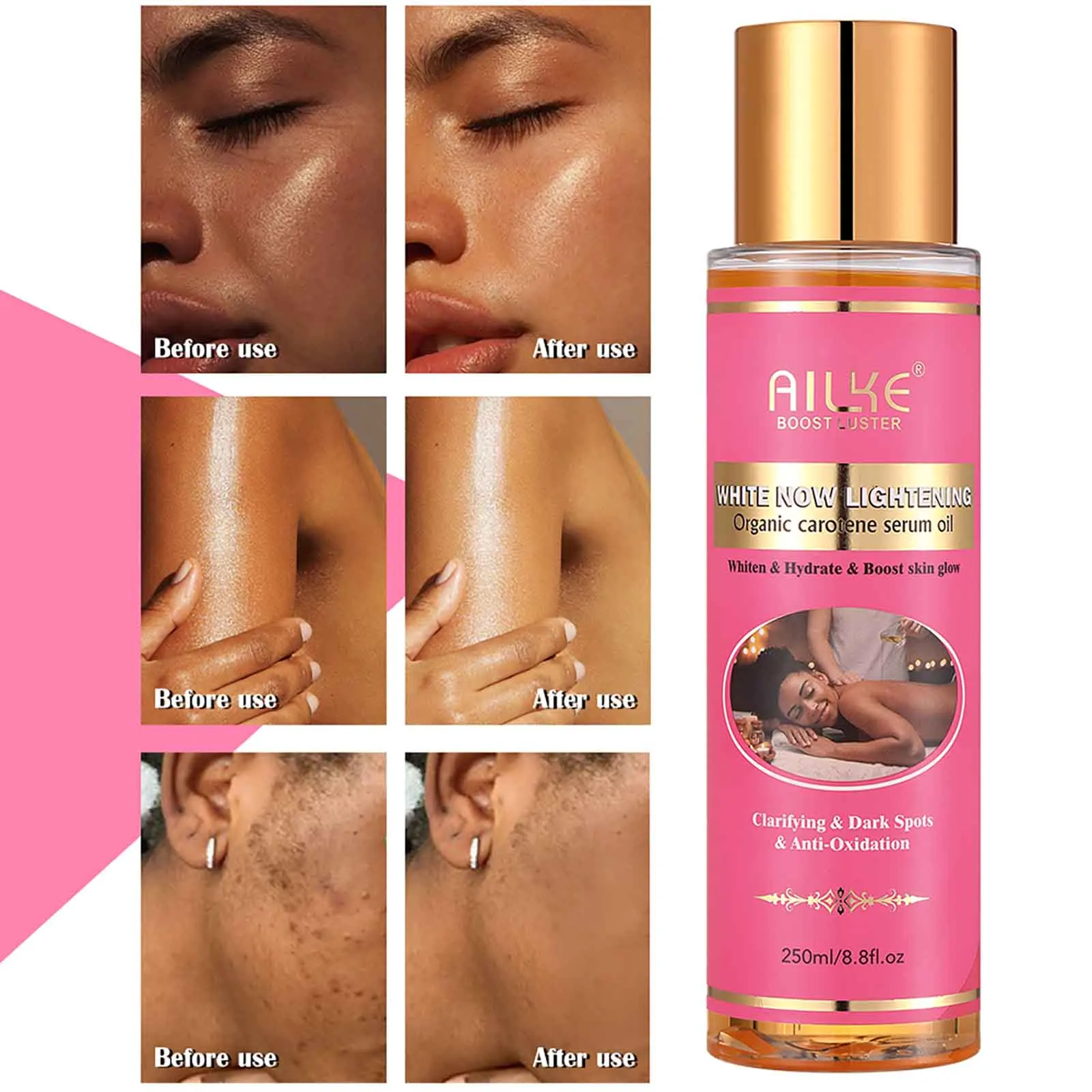 AILKE AHA Organic Skin Glowing Set, Whitening Lotion, Reduce Dark Spots, Acne, Cleaning, Moisturizing, for All Skin Types 4