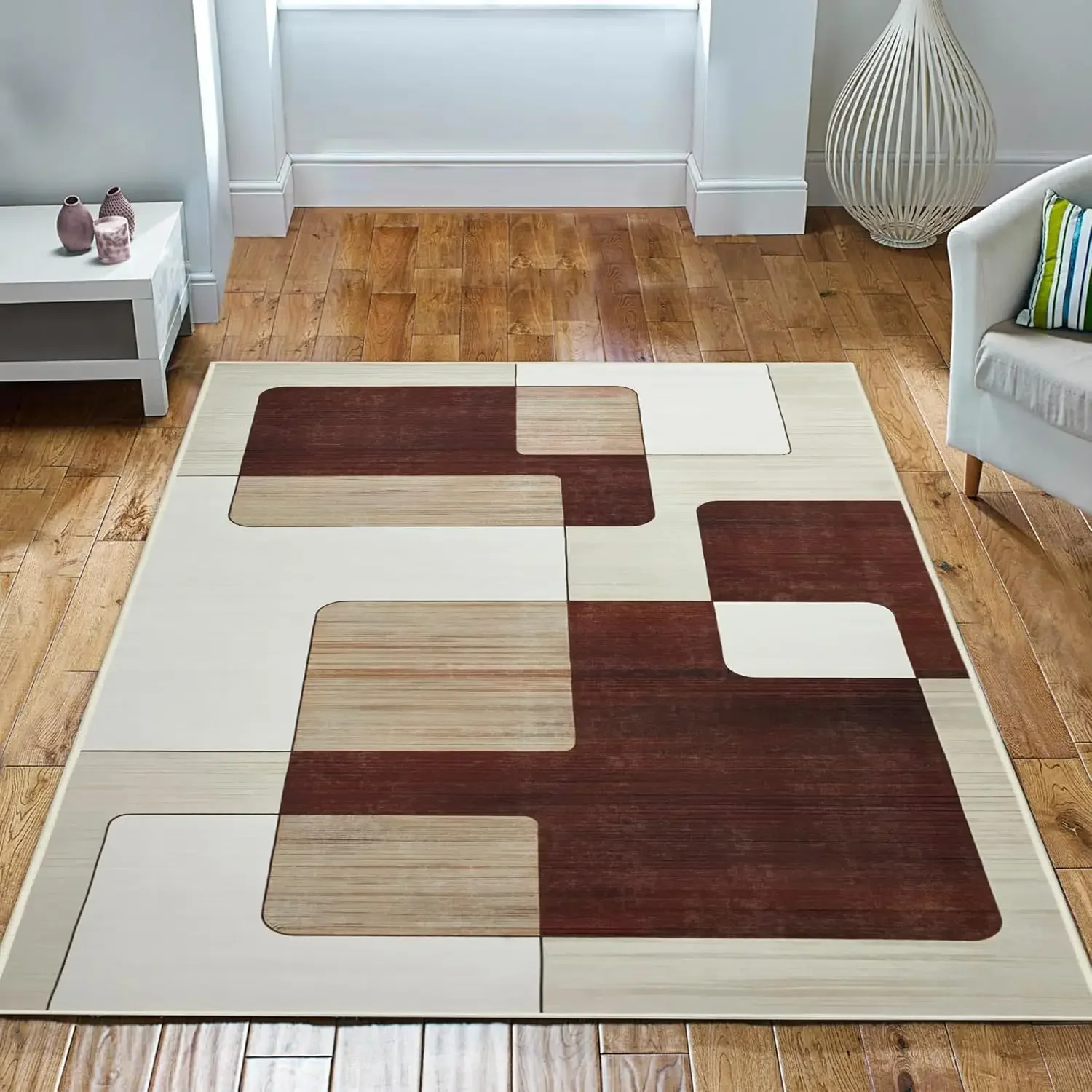 سجادة هندسية بسيطة من VIKAMA Nordic، مقاومة للانزل...