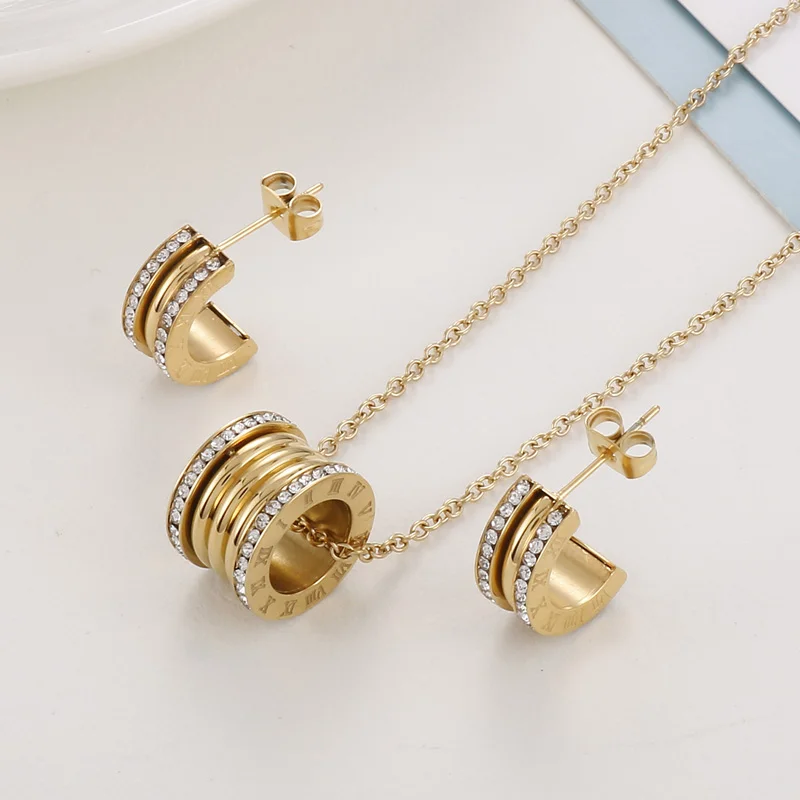 KALEN NEW Crystal Bride Jewelry Set Rhinestone Silver Gold Color Wedding Dress Banquet Necklace Earring Set Ladies Gift