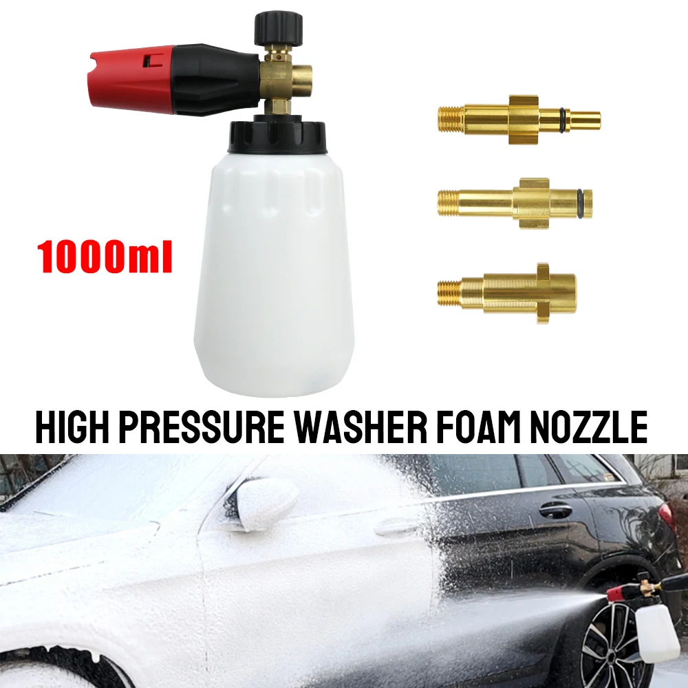 

Car Wash Foam Maker 1000ML Foam Nozzle For Karcher Elitech Daewoo Bort AR Bosche Mac High Pressure Washer Snow Foam Lance