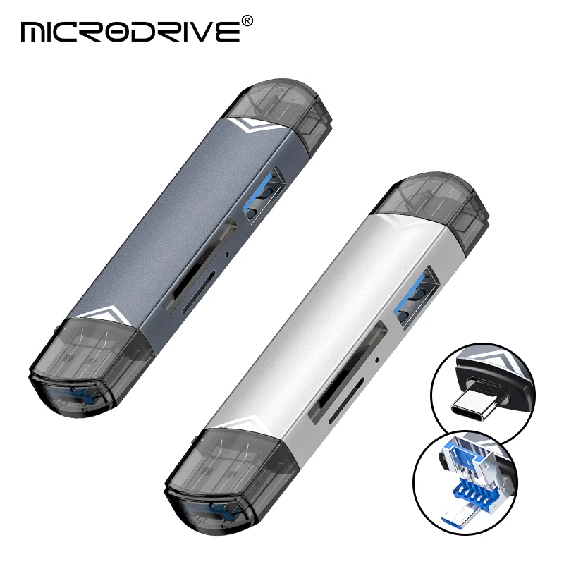 OTG C타입 카드 리더, USB 2.0 마이크로 TF Sd 미니 어댑터, TF USB 플래시 드라이브 변환기, 휴대폰 액세서리, 6 in 1