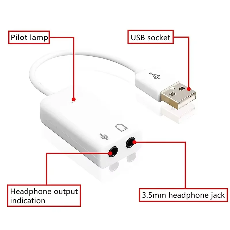 7.1 채널 외부 USB 사운드 카드(3.5mm 잭 포함) 헤드폰 및 마이크용 USB 오디오 어댑터 MacBook와 호환 가능