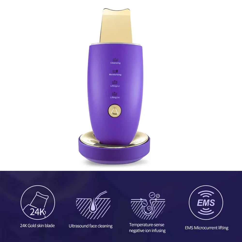 Ultrasonic Skin Scrubber Facial Peeling Blackhead Remover Deep Cleaning Ion Import Ance Pore Cleaner Face Shovel Cleanser