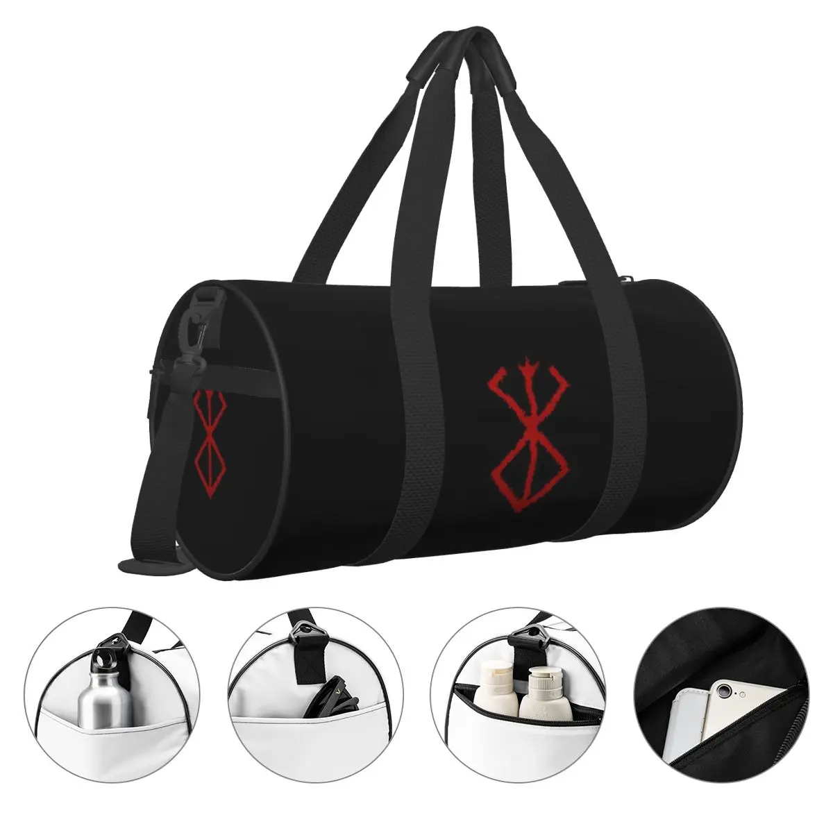 Round Large Capacity Travel Duffel Bag Anime B-Berserk Male Female Large-Capacity Hand Luggage Sports Fitness Bag