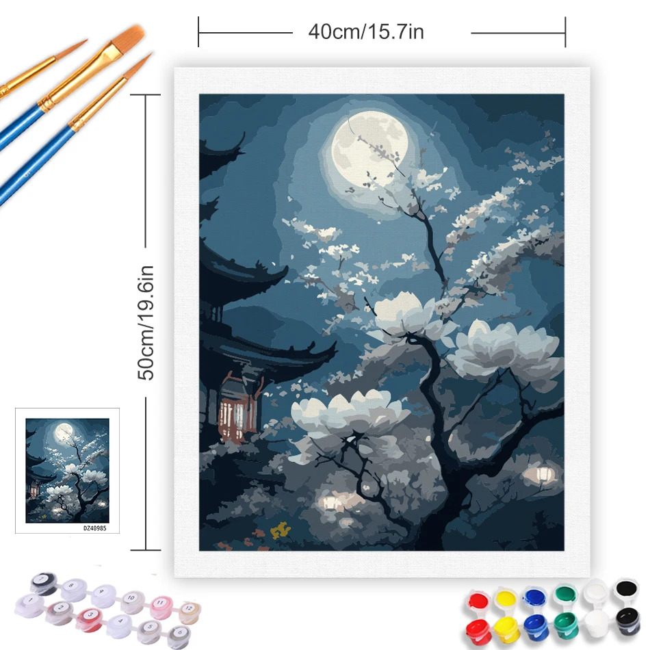 Painting by Numbers Kits Painting by Numbers Oil Picture by Numbers Moonlight DIY Painting By Numbers Kits Landscape Oil Painting on Canvas for Home Decoration Gift