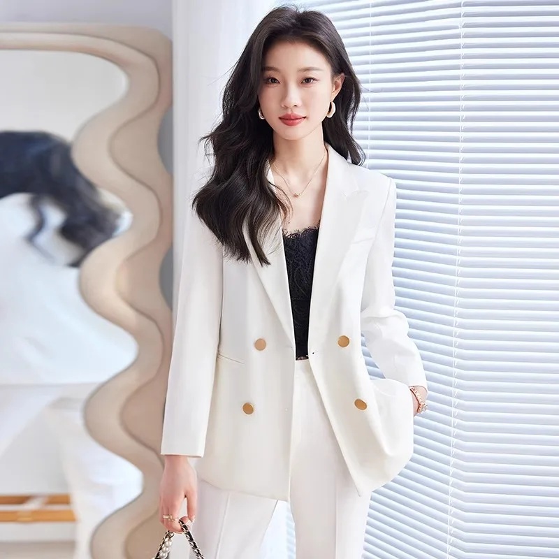 

White Suit Jacket for Women2024Spring and Autumn New Business Suit Temperament Goddess Style Formal Suit Suit Overalls