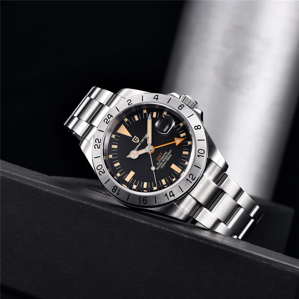 PAGANI DESIGN GMT Men's Automatic Mechanical Watch Classic Retro Stainless Steel 200m Water Resistant Men's Wristwatch mechanical watch