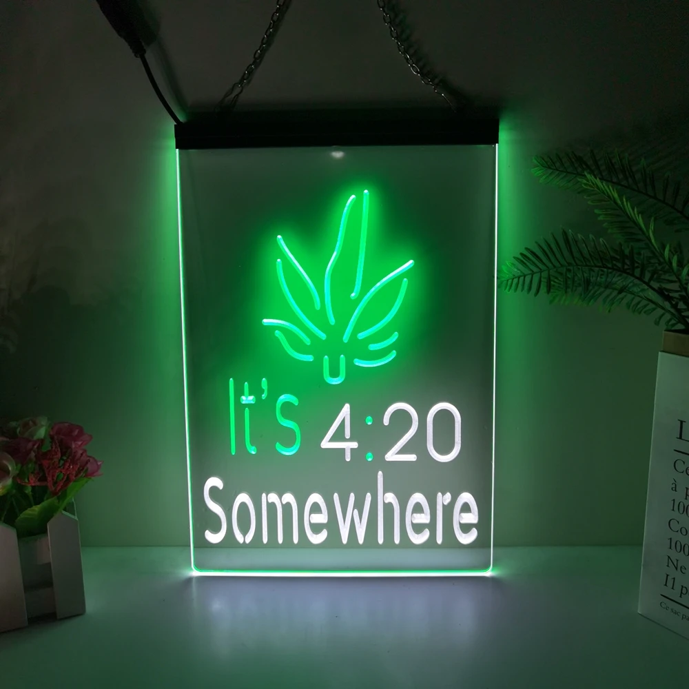 Letrero de neón LED de marihuana It's 420, decoración del hogar, pared de  Año Nuevo, dormitorio de boda, pantalla de 2 colores - AliExpress, image size:1000x1000