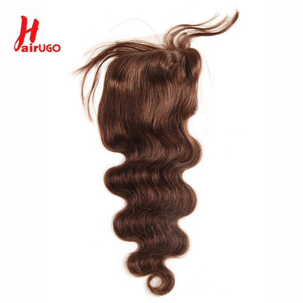 #4 Brown 4x4 Lace Closure Remy Brazilian Human Hair Chocolate #2 Body Wave Closure With Baby Hair Hand Tied Transparent human hair lace frontal