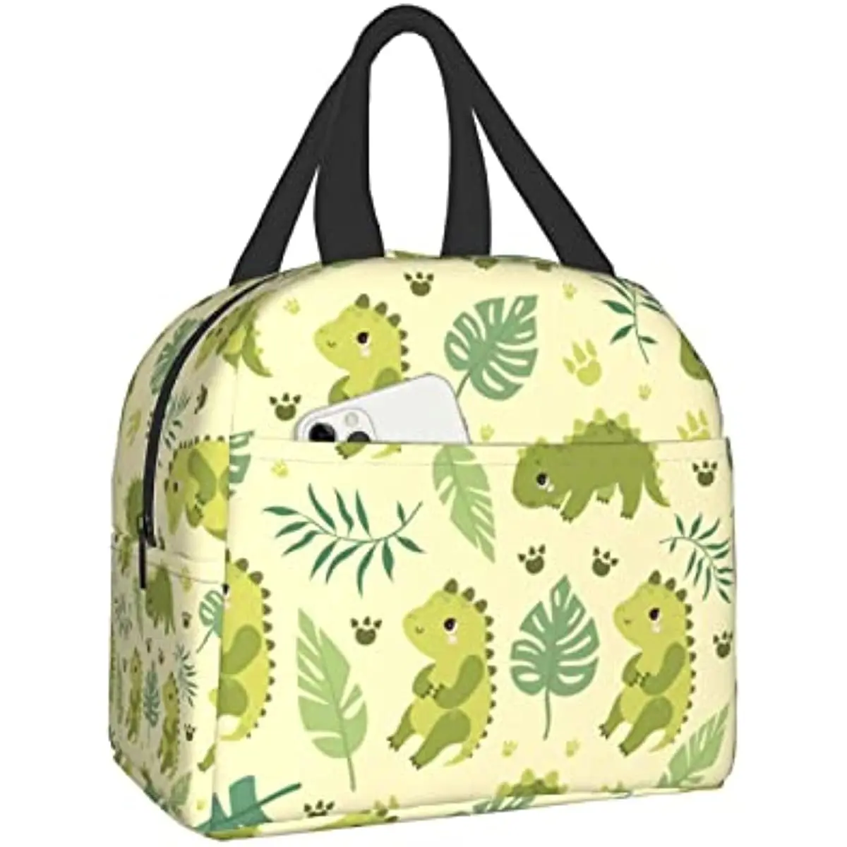 

Cute Dinosaurs and Palm Leaves Lunch Box Reusable Lunch Bag Work Bento Cooler Reusable Tote Picnic Boxes Insulated for Women Men