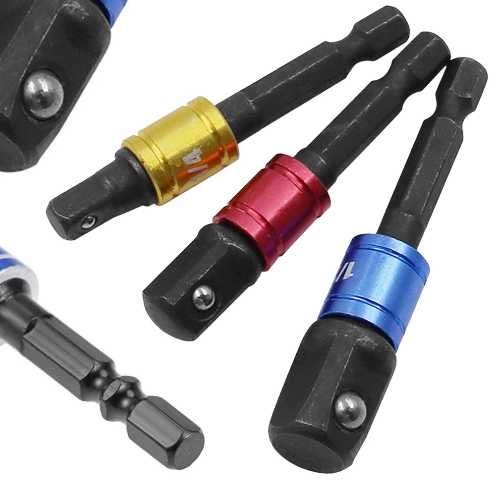 

3pcs/set Drill Socket Adapter 1/4" Hex Shank Impact Driver Extension Bar 1/4" 3/8" 1/2" Extension Drill Bits Impact Wrenc Drill