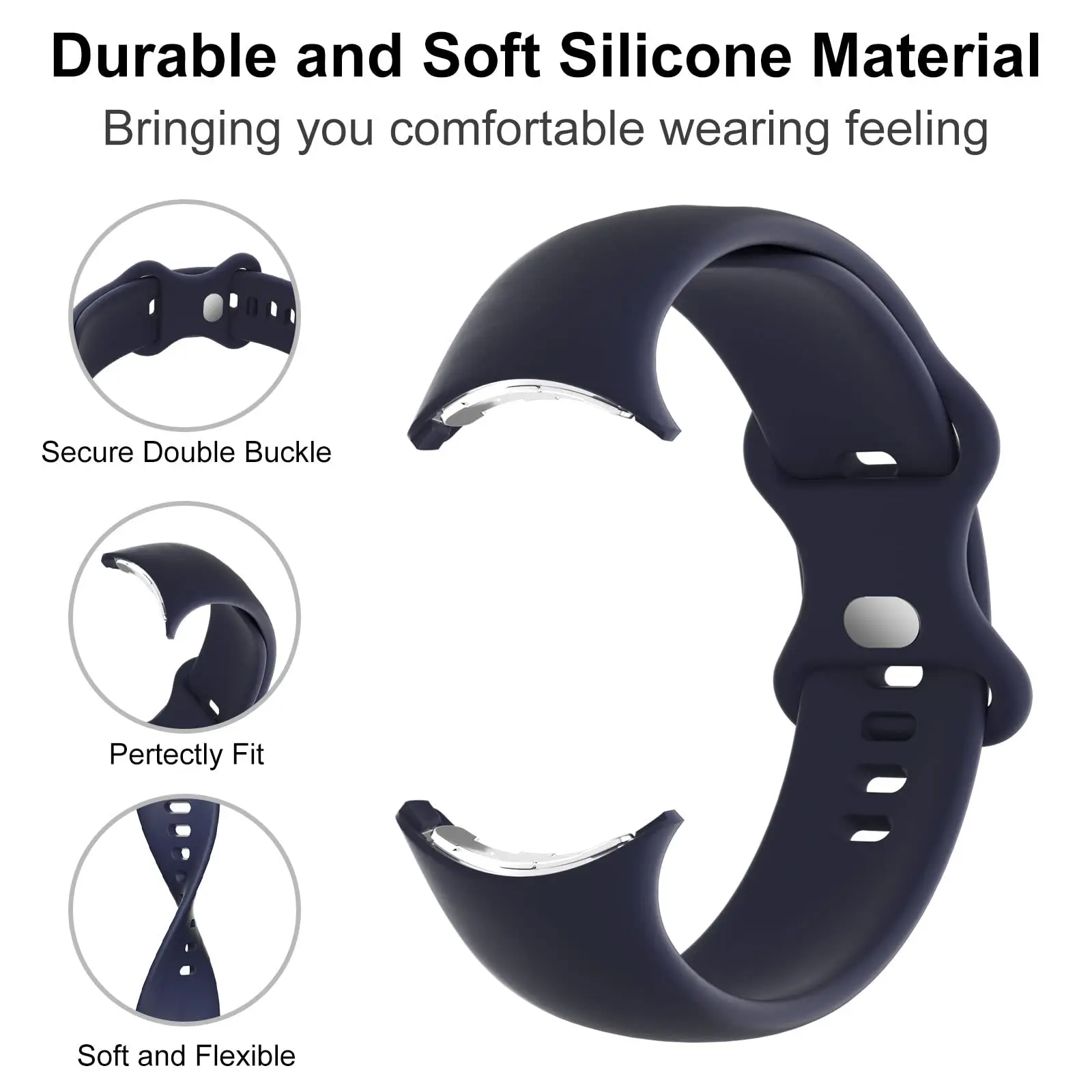 No Gap Silicone Strap for Smartwatch - Sporty and Active Wristband Bracelet Accessory