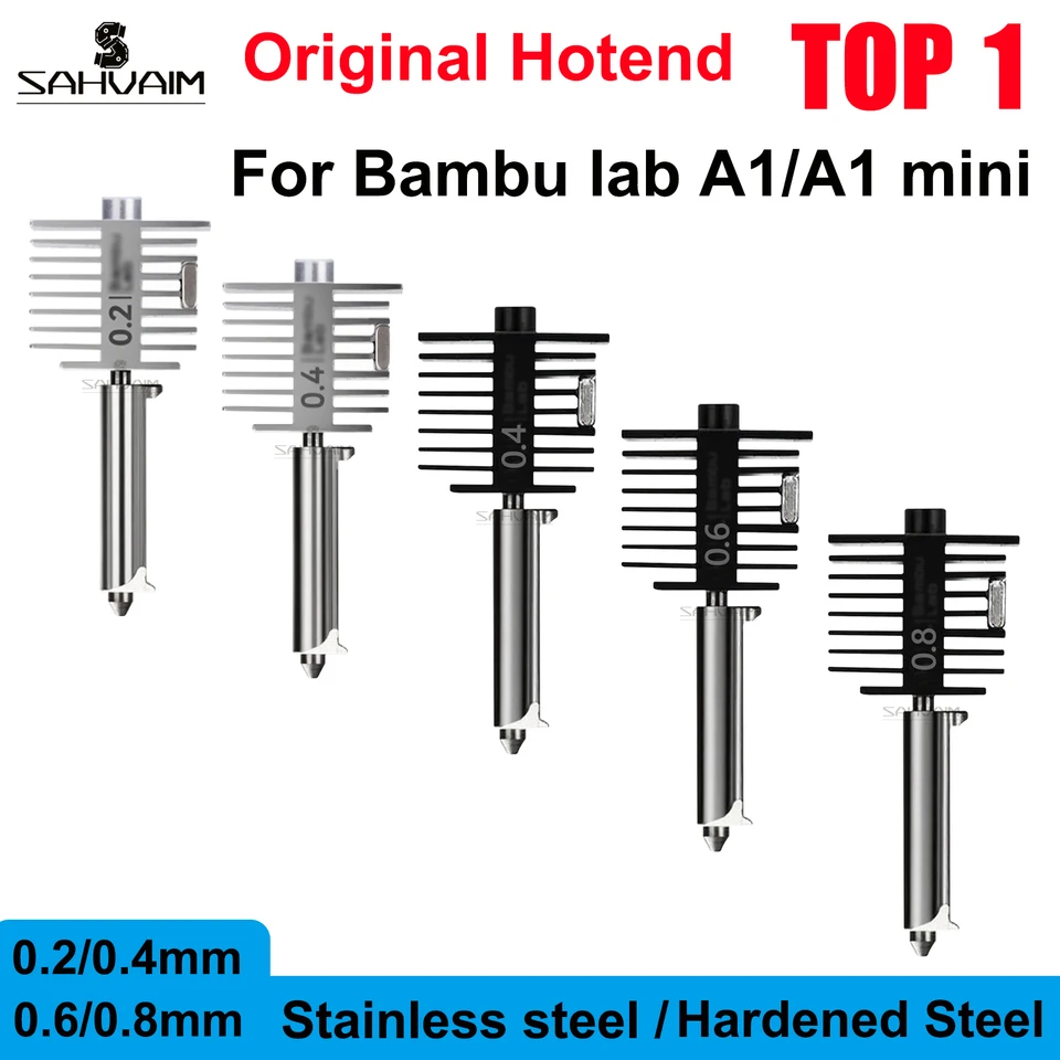 2 stuks upgrade A1/A1 Mini Quick-Swap Hotend 0,2 mm 0,4 mm gehard stalen mondstuk, Fast Speed & High Temp geïntegreerde structuur met siliconen afdekking, compatibel met Bambu Lab A1/A1 Mini