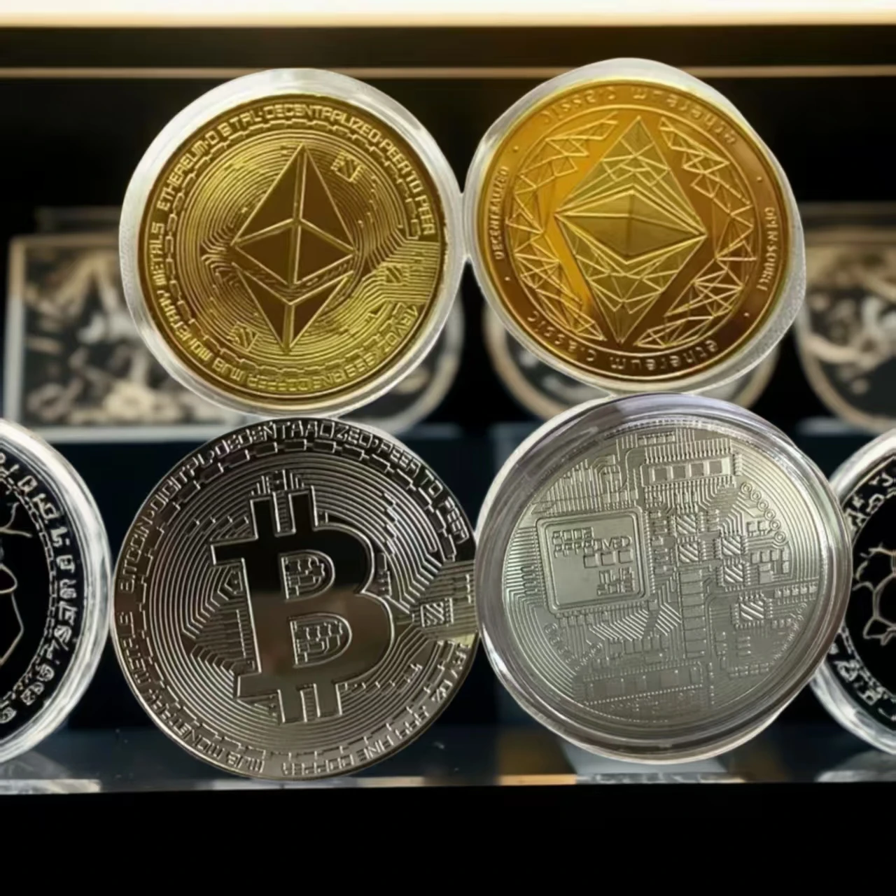 Ethereum bitcoin virtual coin commemorative medal gold plated play metal collection crafts home office decoration