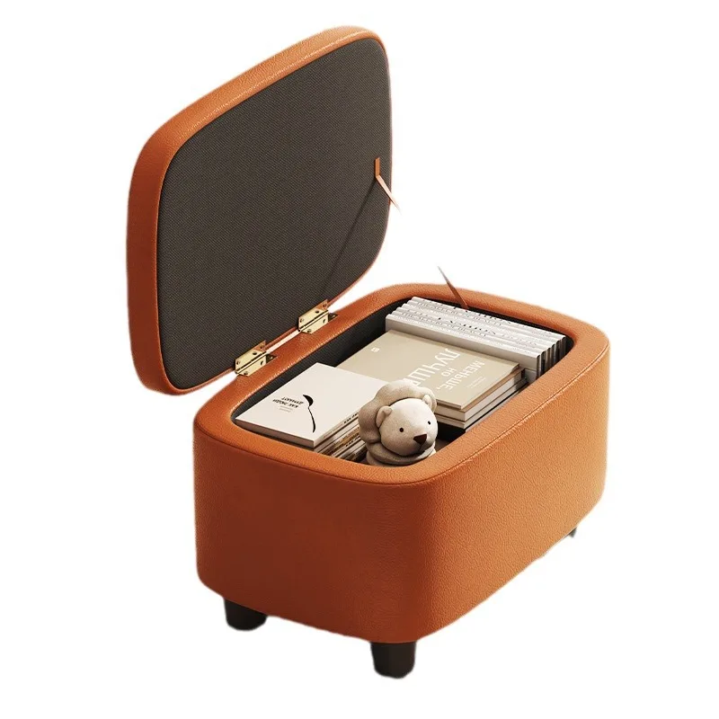 

Household living room leather sofa stool with shoe changing stool