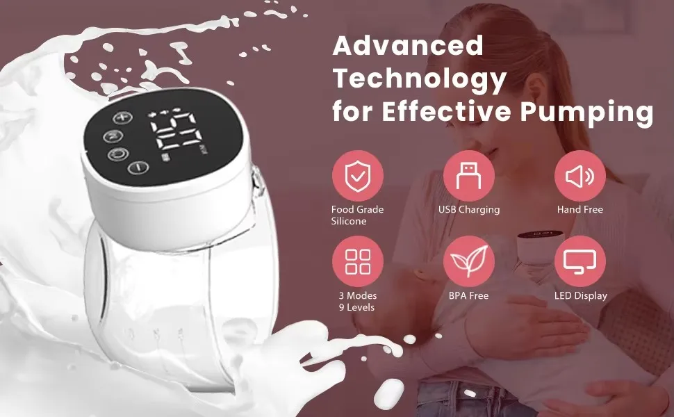 Description Picture 3 of itemElectric Wearable Breast Pump Handsfree With Milk Storage Bag BPA Free Low Noise Efficient Empty Breast Portable Breastmilk Pump