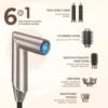 6 in 1 Foldable Hair Dryer Negative Ions Hair Care Hot Air Brush Salon Blow Dryer Wand Ceramic Curling Iron Styler Styling Tools 4