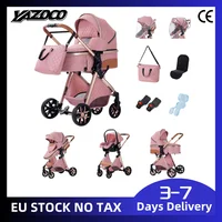 Poussette bébé 3 en 1 pliable à une main, capote surdimensionnée, poussette de voyage compacte et légère, tissu respirant, rembourrage doux pour nouveau-né, roues à absorption des chocs pour les déplacements urbains 1