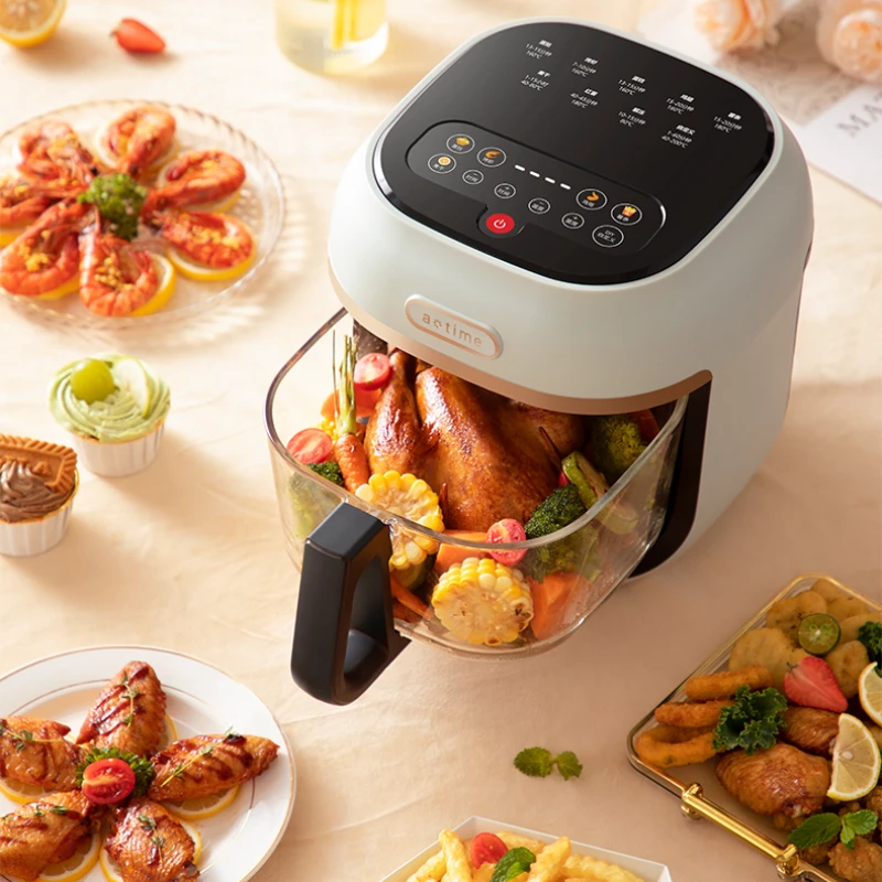 Air Fryer New Holographic Color Screen Uncoated Borosilicate Glass Liner Transparent and Visible 5