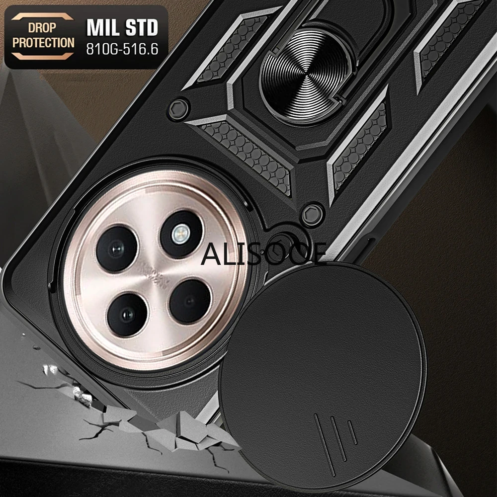Premium Armor Case with Slide Camera Lens Protector and Ring Stand