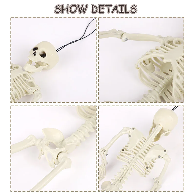 40cm Halloween Skull Skeleton,Posable Skeleton,Human Shape Bones,Halloween Party Home Decorations,Haunted House Horror Props