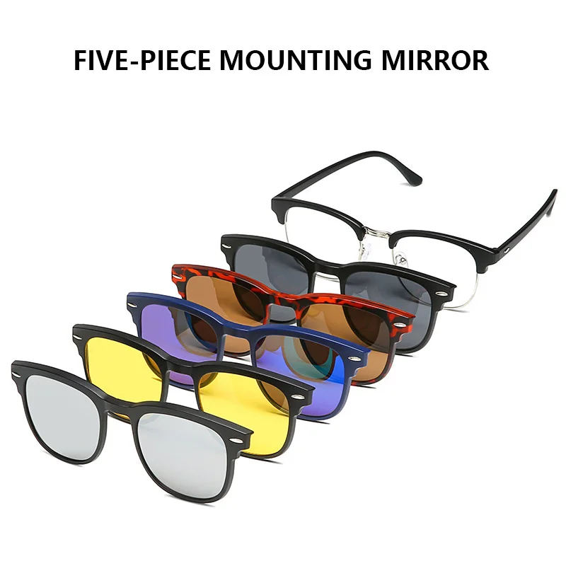 

2022 New Mirror Magnetic Attraction Polarized Sunglasses 6 Iin 1 Clip Cycling Glasses Dazzling Polaroid Men Sunglasses Women