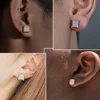 Hip Hop Ice Studded Earrings For Men Male Trend Cubic Zirconia Piercing Hiphop Gold Color Square Earring Jewelry Accessories 3
