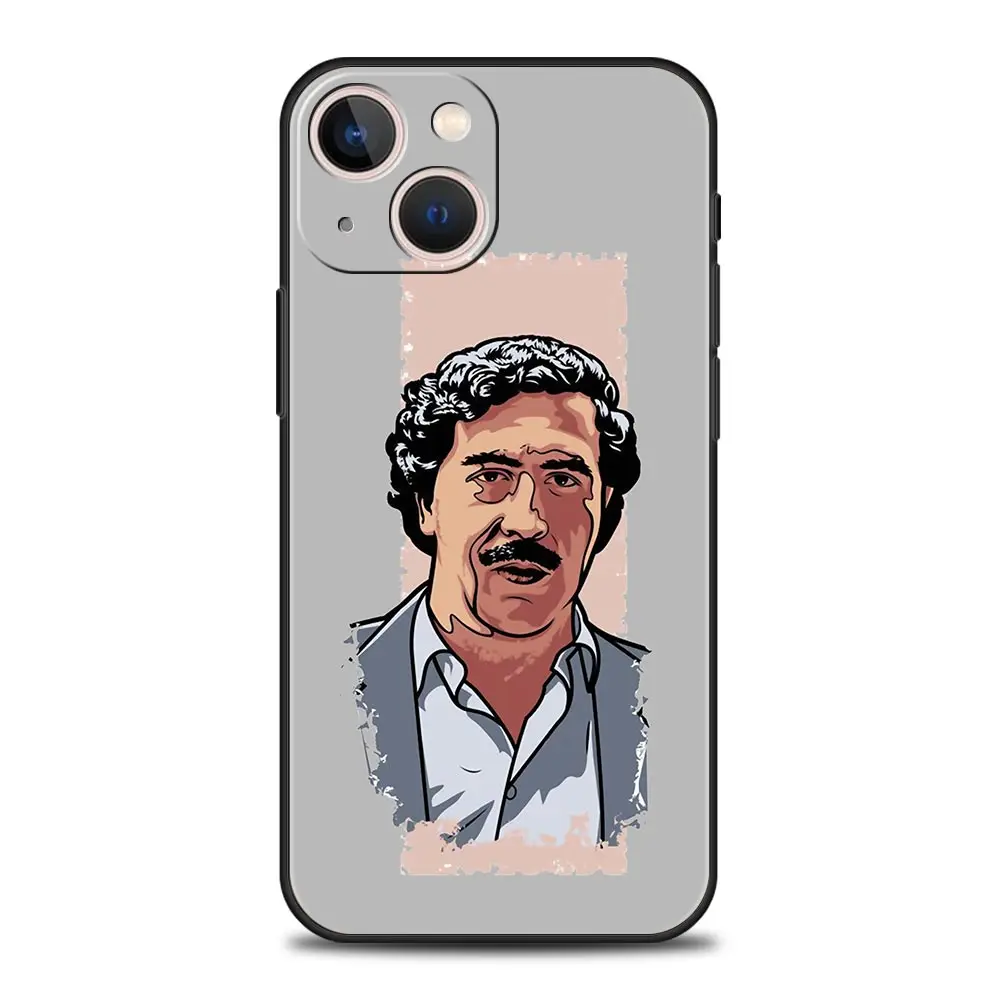 Luxurious Black Silicone Phone Case Inspired by Narcos TV Series Featuring Pablo Escobar Design