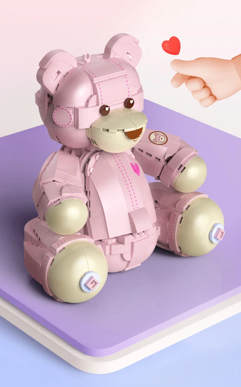 Schöne kreative Cartoon Teddybären Figuren Baustein Puppen steine montieren Modell Lernspiel zeug Sammlung für Kinder Geschenke – Detail 2