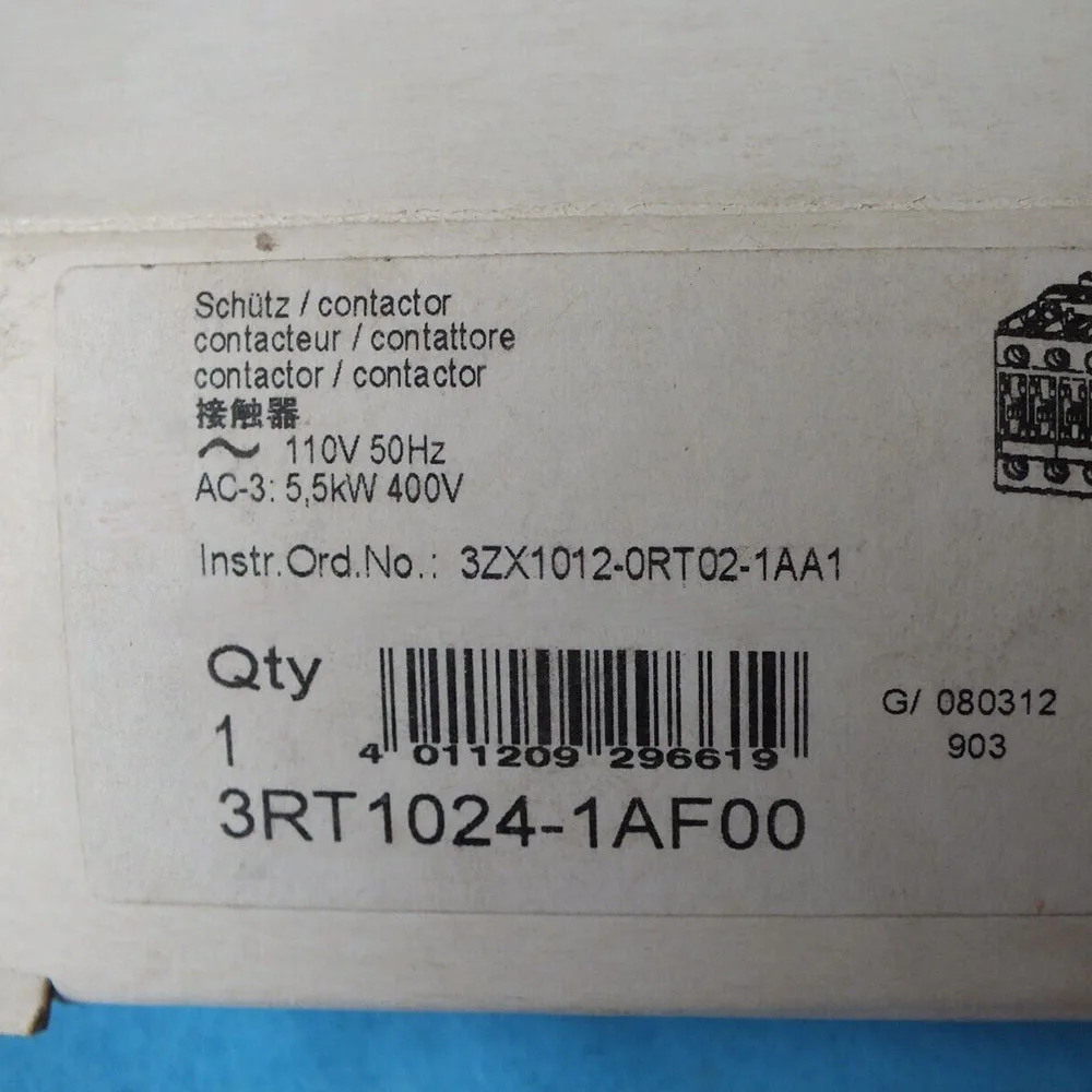 

For Siemens 3RT1024-1AF00 12A 5.5kW 110V AC 50 Hz 3-pole Contactor Module in Box