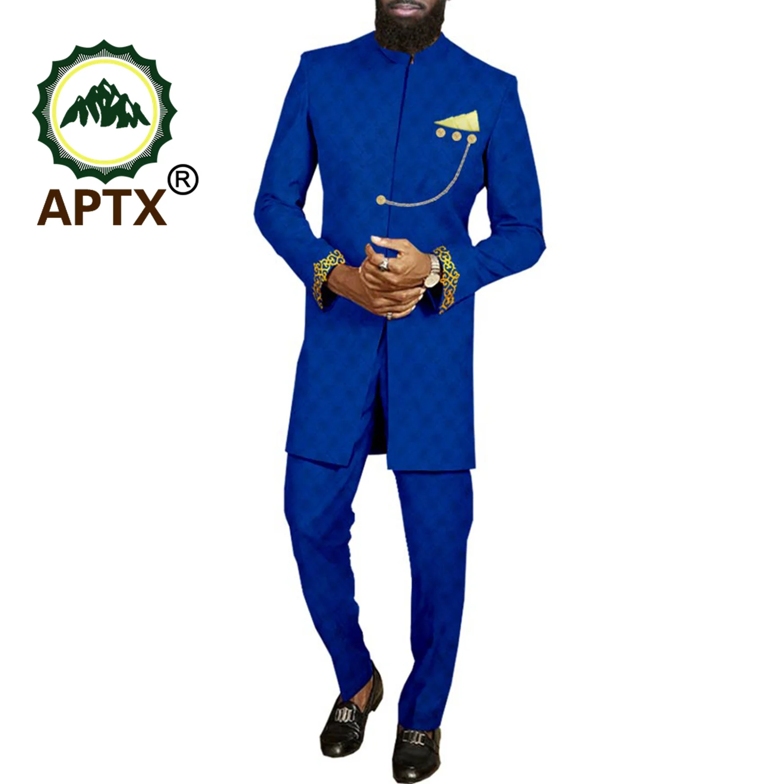 

Африканские костюмы для мужчин, традиционная Дашики, свадебная одежда, базин богатый пиджак, брюки и платок, деловые официальные наряды A2316055