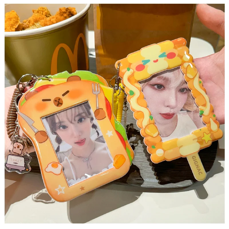 Photo Card Holder Card Holder 3 inch Corn sandwich Kpop Photocard Holder Bag Pendant School Stationery